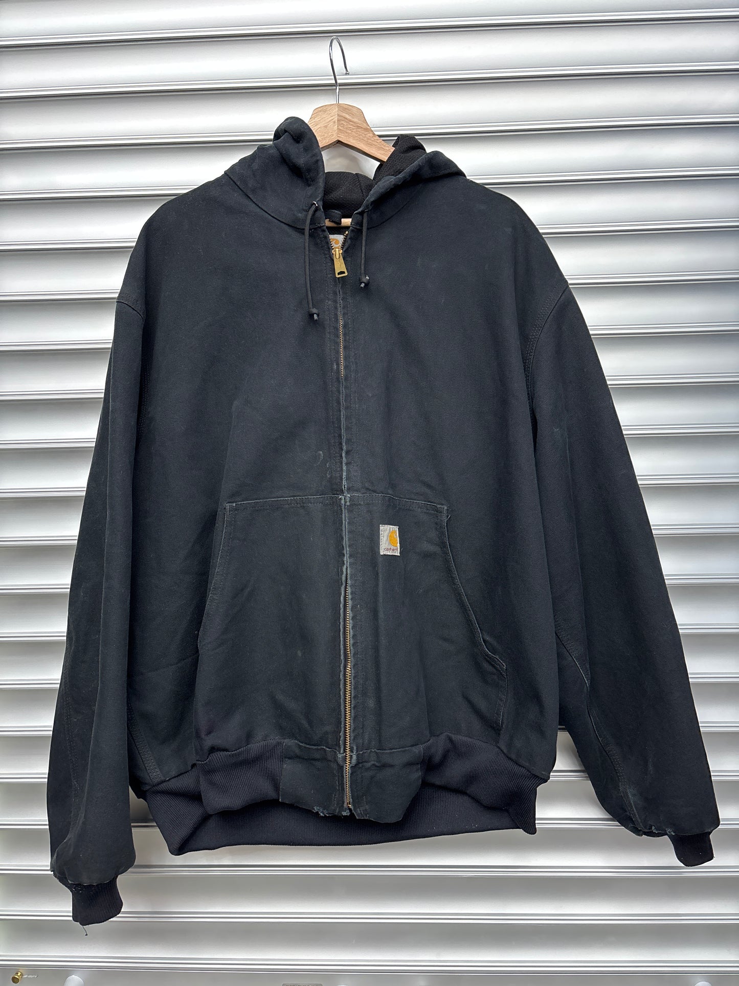 Vintage Black Carhartt Hooded Jacket - XL