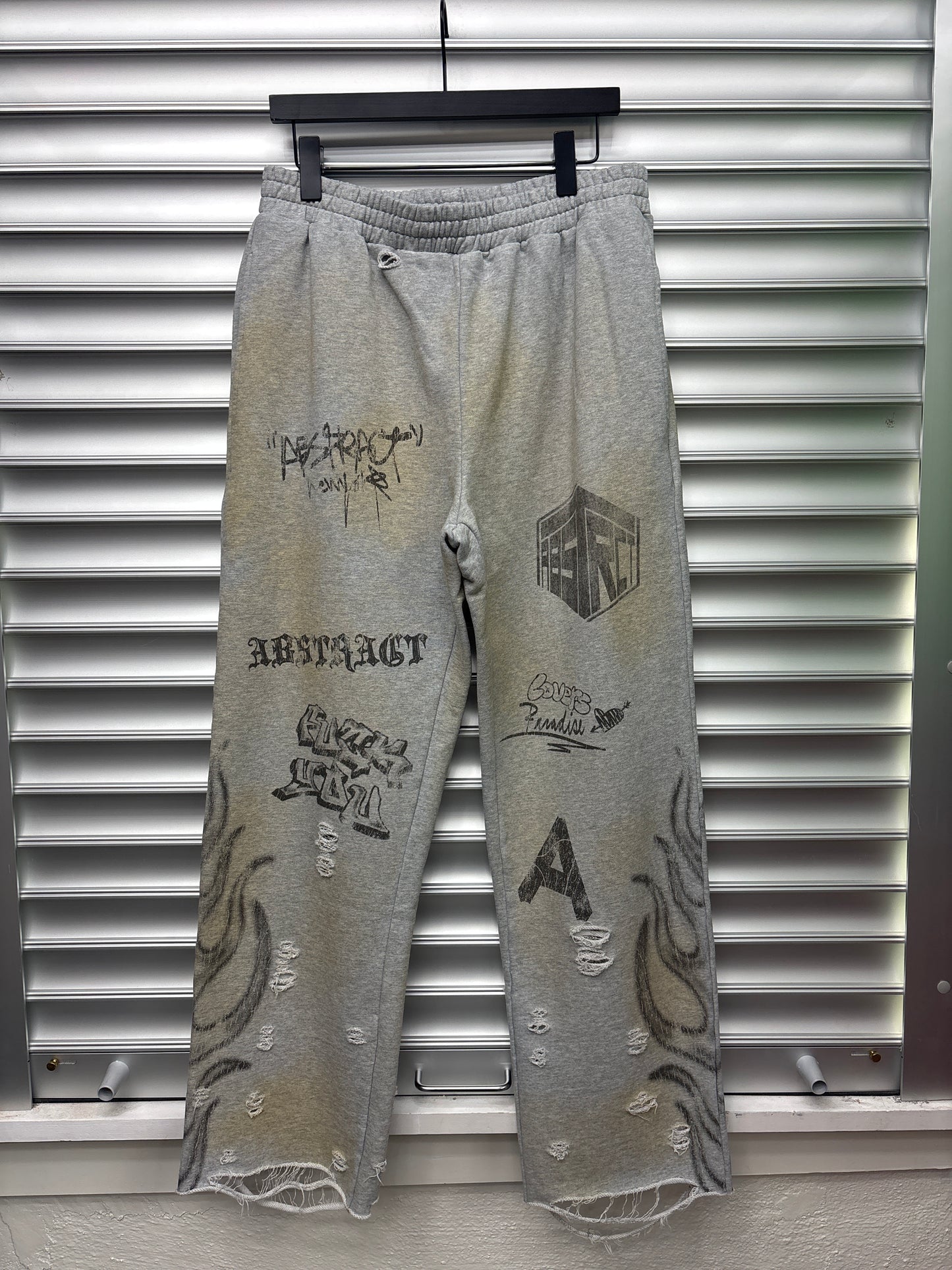 Abstract All Over Grey Sweatpants - M