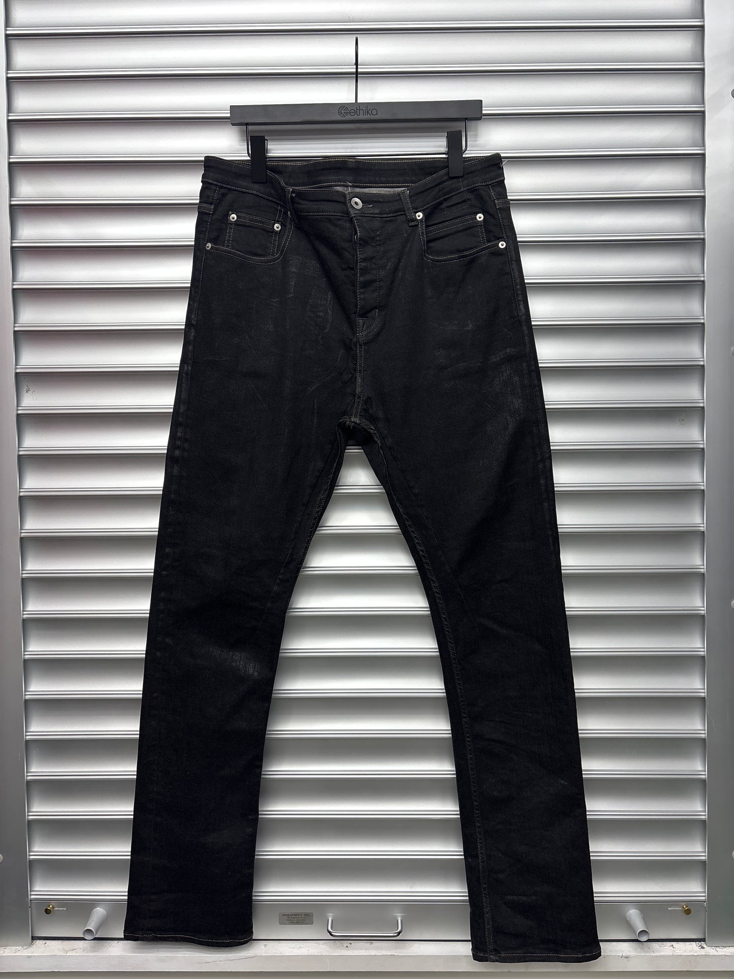 Rick Owens DRKSHDW Waxed Black Denim - 34