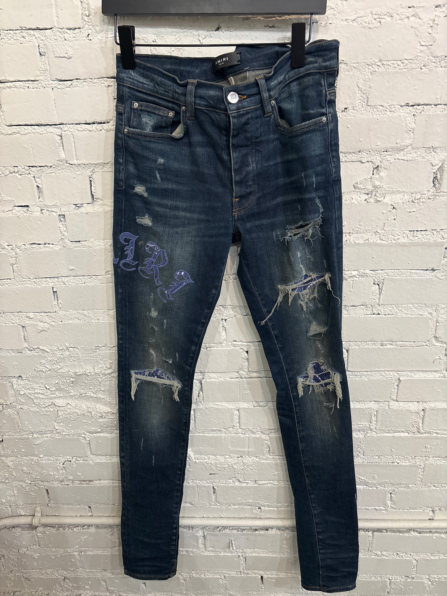 Amiri Blue Bandana Denim - 30