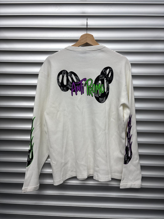 Anti Promo White Waffle Knit Longsleeve - M**