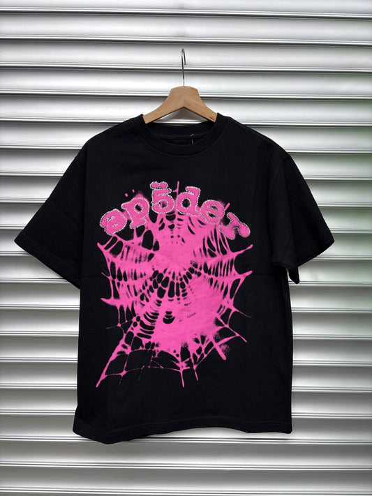 Spider Pink Rhinestone Tee - Small