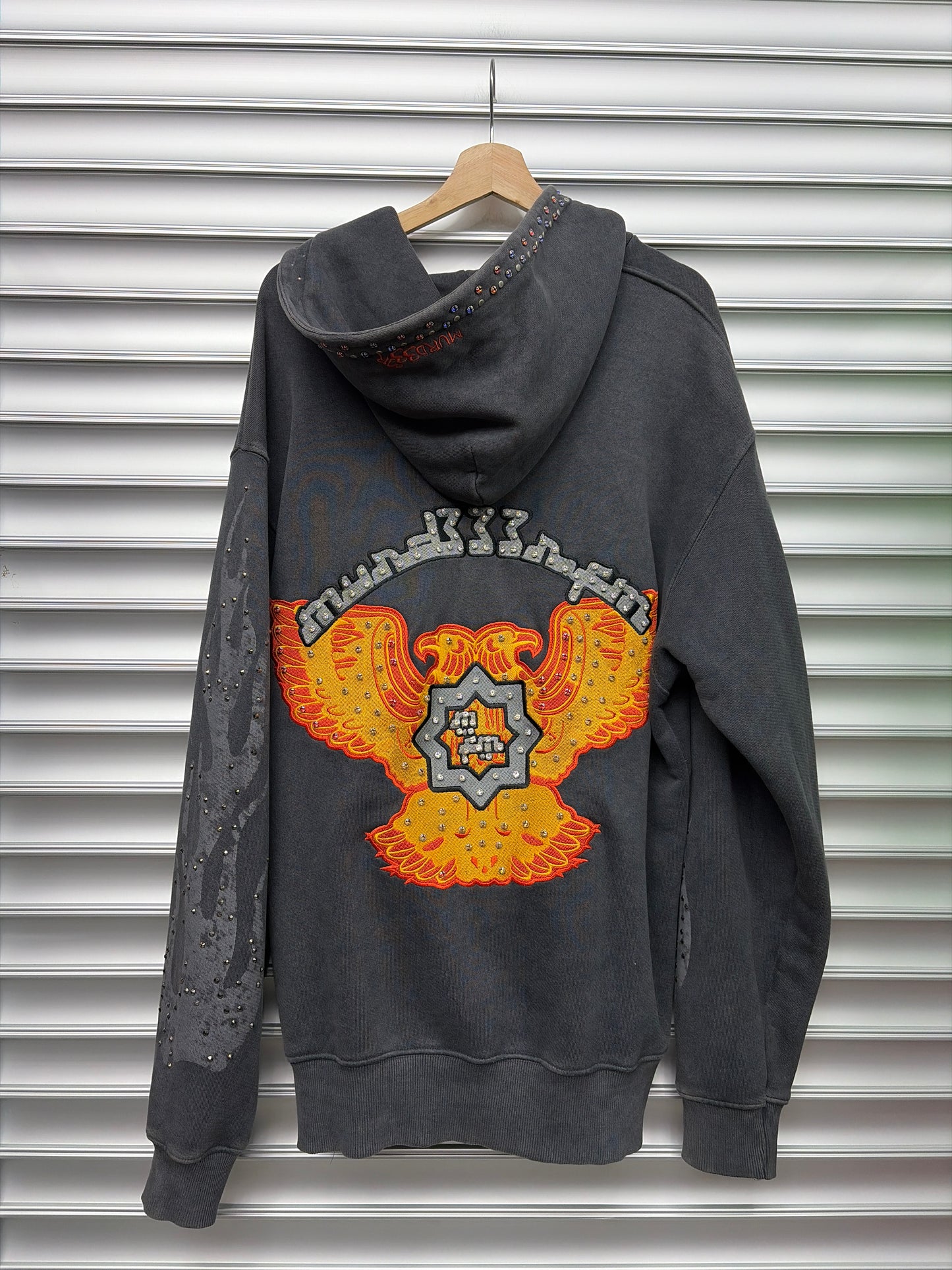 Murderrr FM Rhinestone Zip Up Hoodie - M