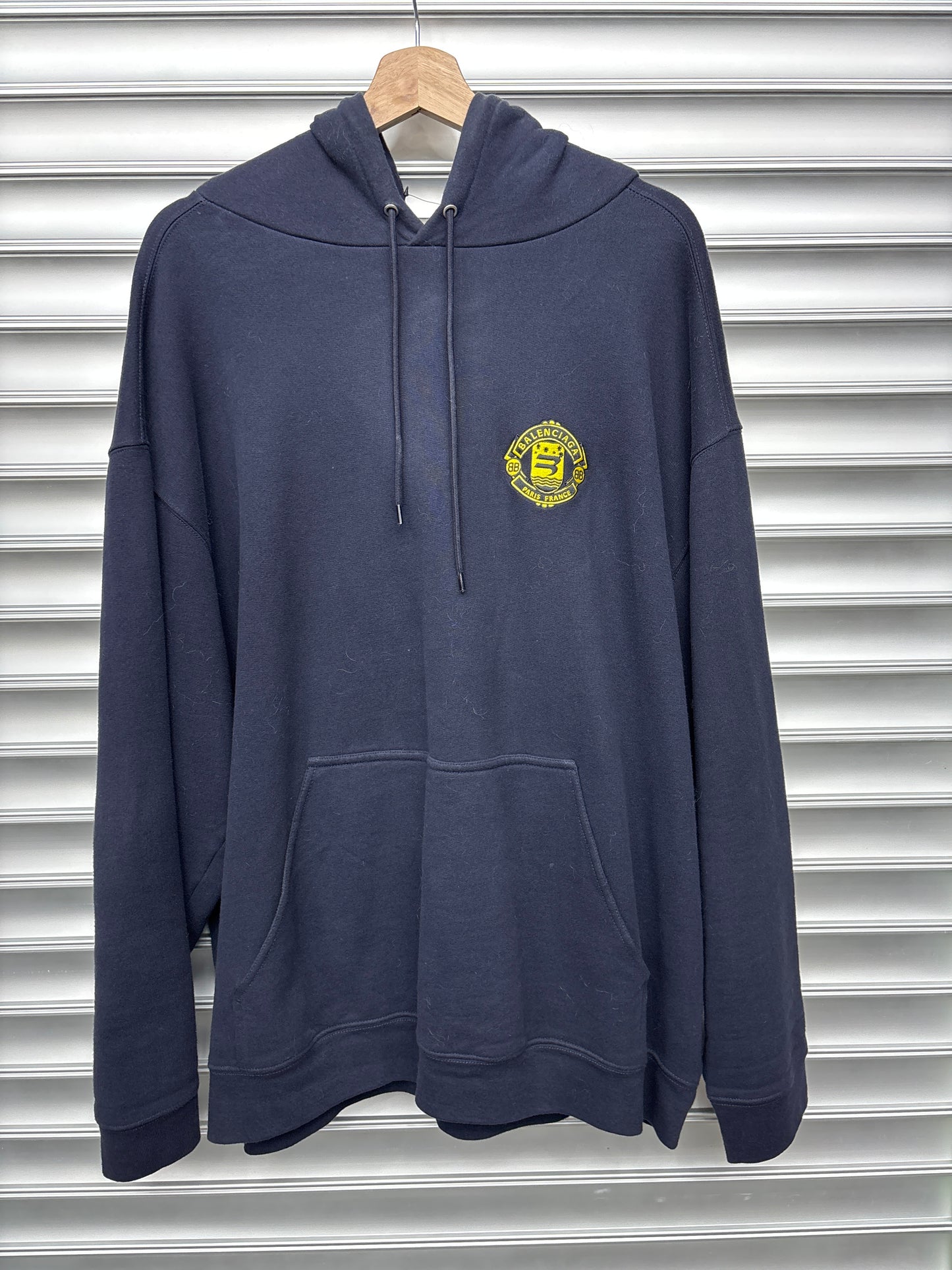 Navy Balenciaga Crest Hoodie - L