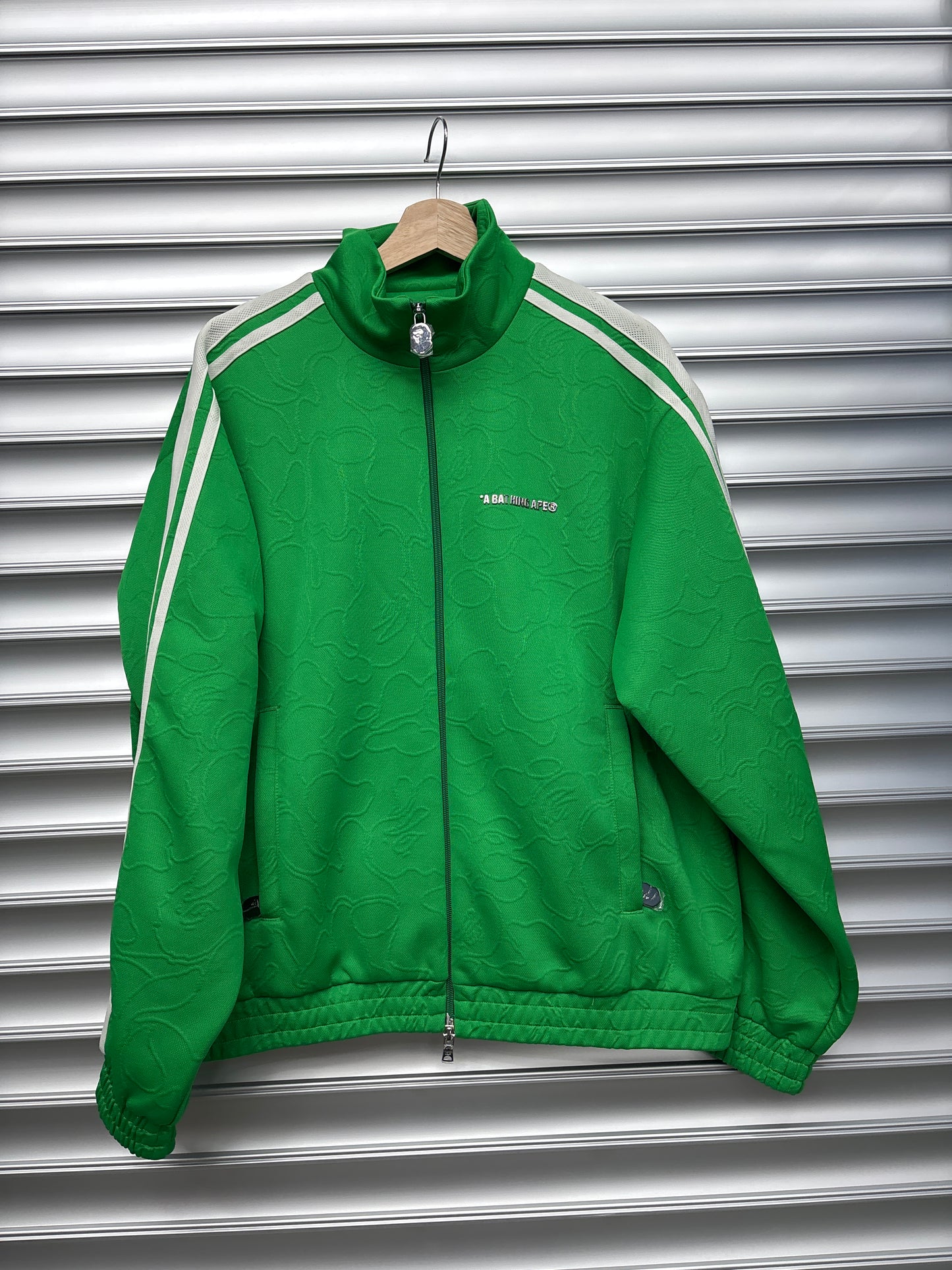 A Bathing Ape Green Track Jacket - M