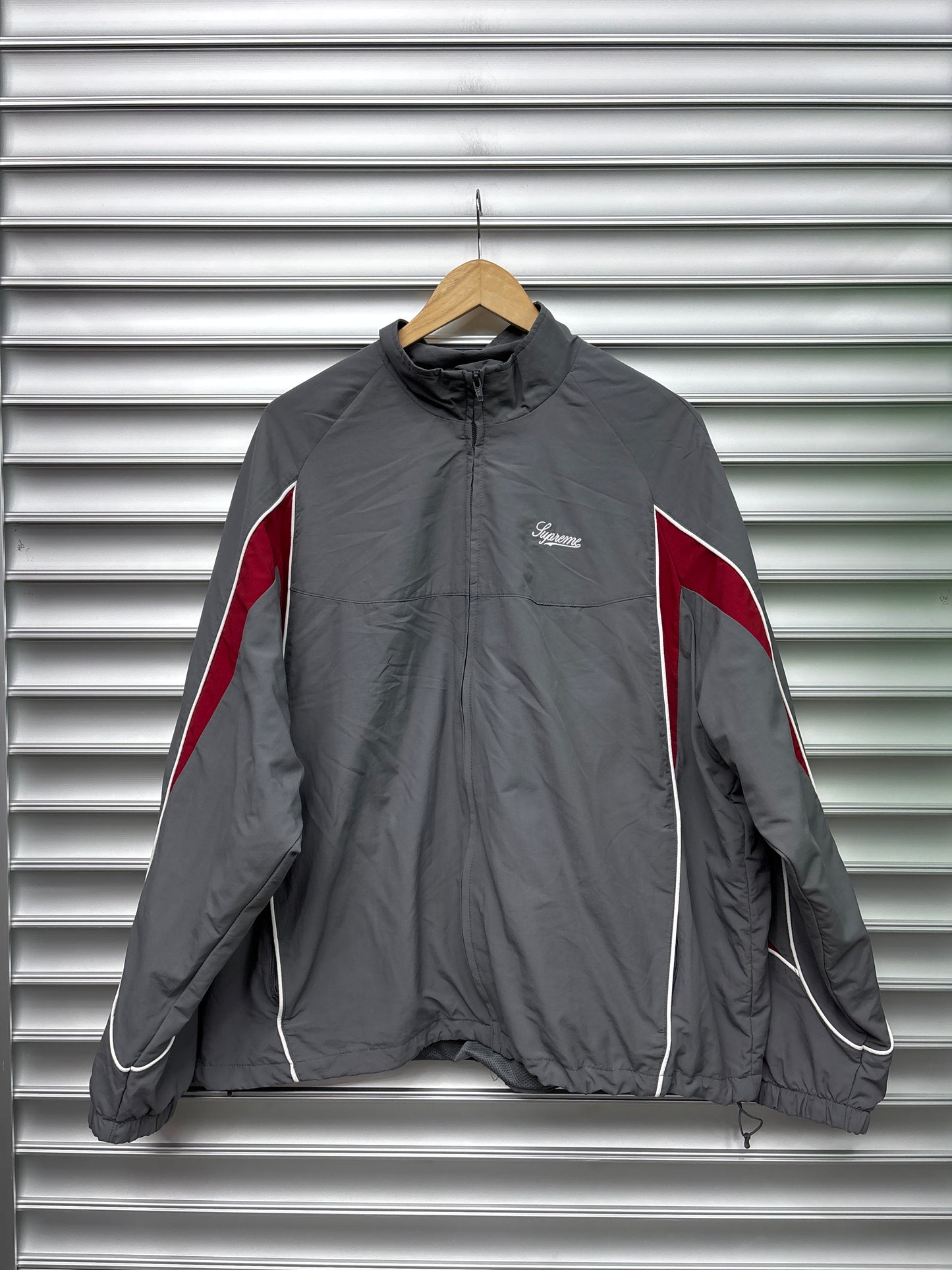 Supreme Grey Nylon Track Jacket - XL