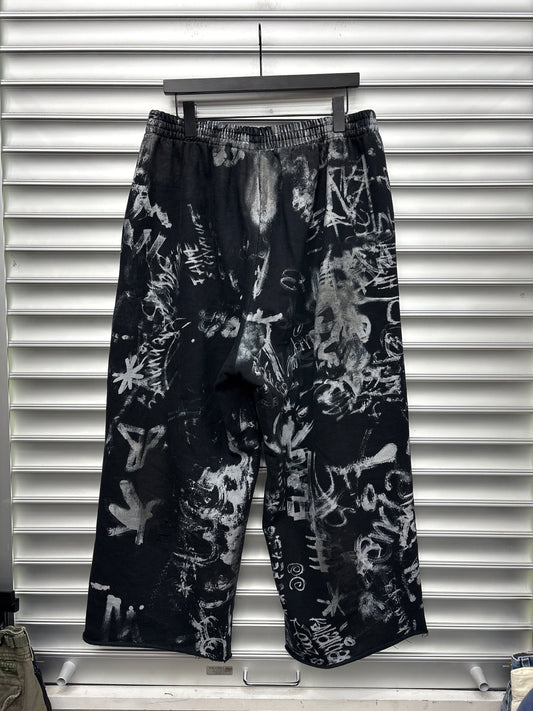 Balenciaga Black Grafitti Sweats (Cropped) - XL**