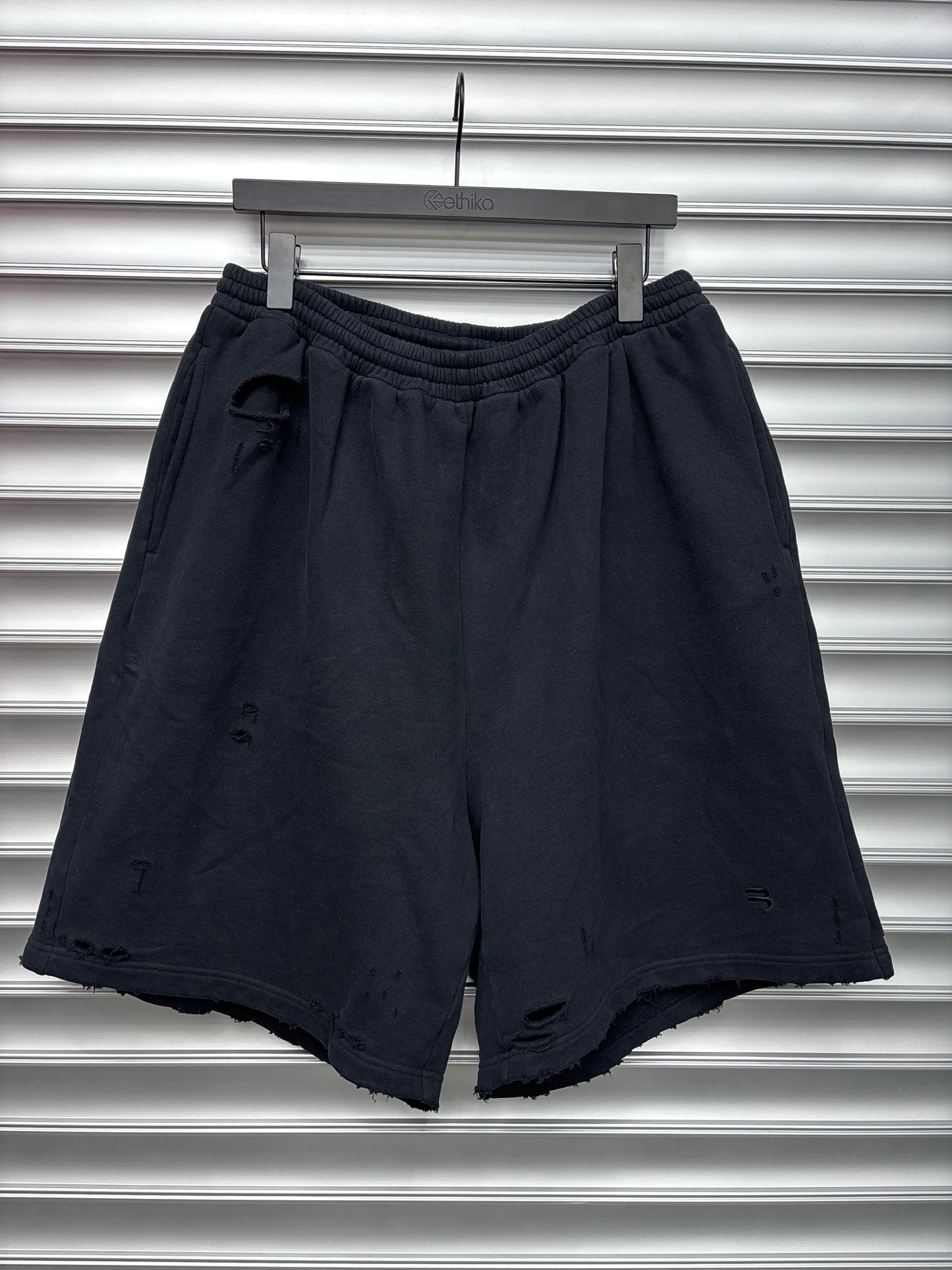 Balenciaga Black Distressed Shorts - M