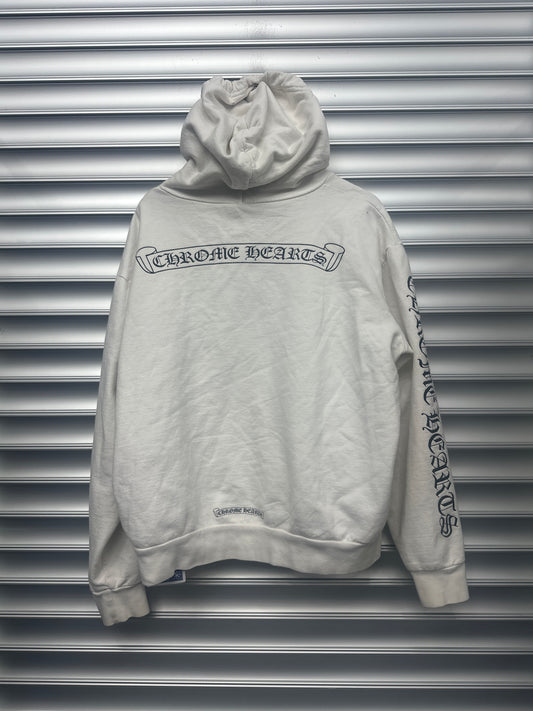 Chrome Hearts White Zip Up Script Logo - M