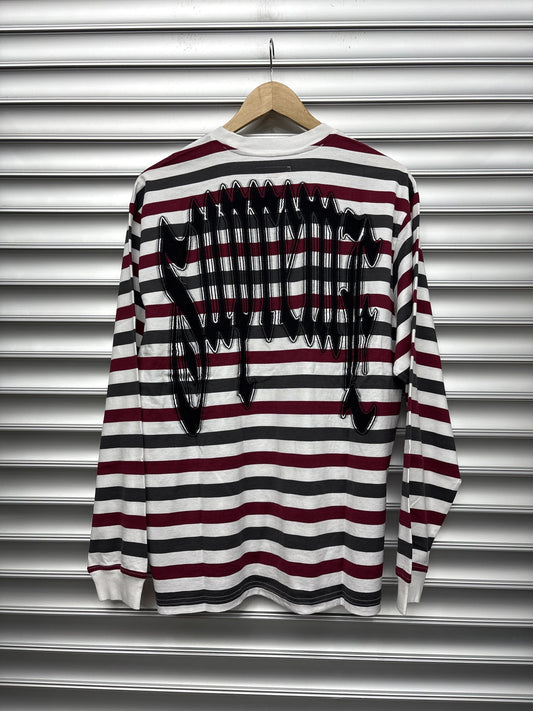 Supreme Maroon Striped Longsleeve - M**