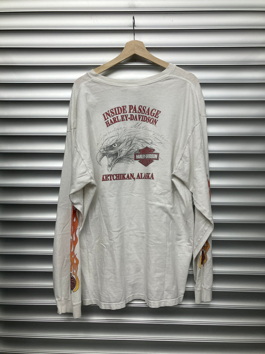 Vintage White Harley Flame Tee - XXL