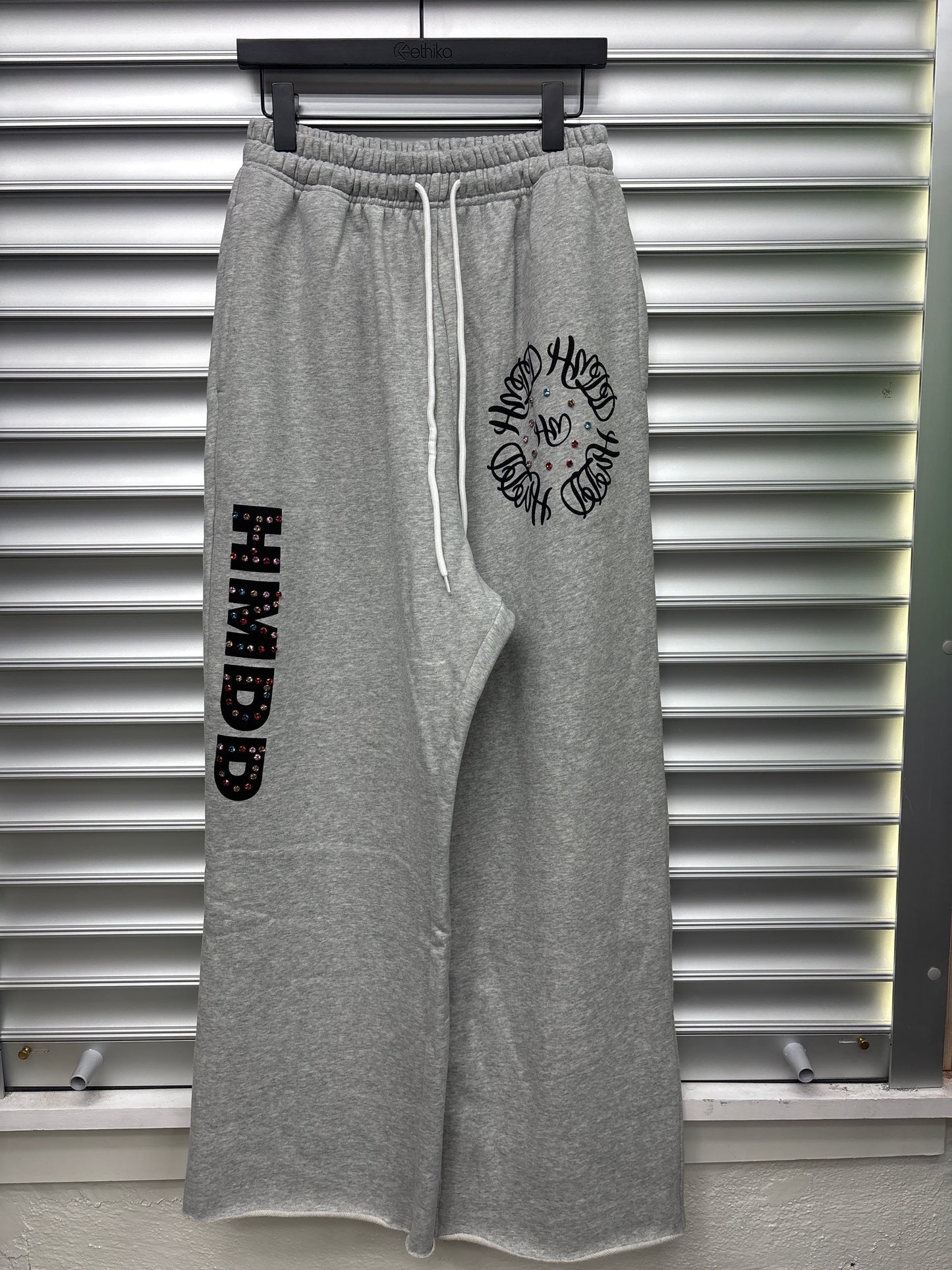 HMDD Grey Rhinestone Sweatpants - Medium
