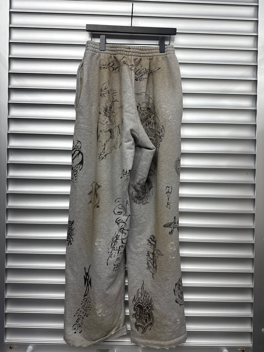 Brand New Grey Tattoo Sweatpants - S*