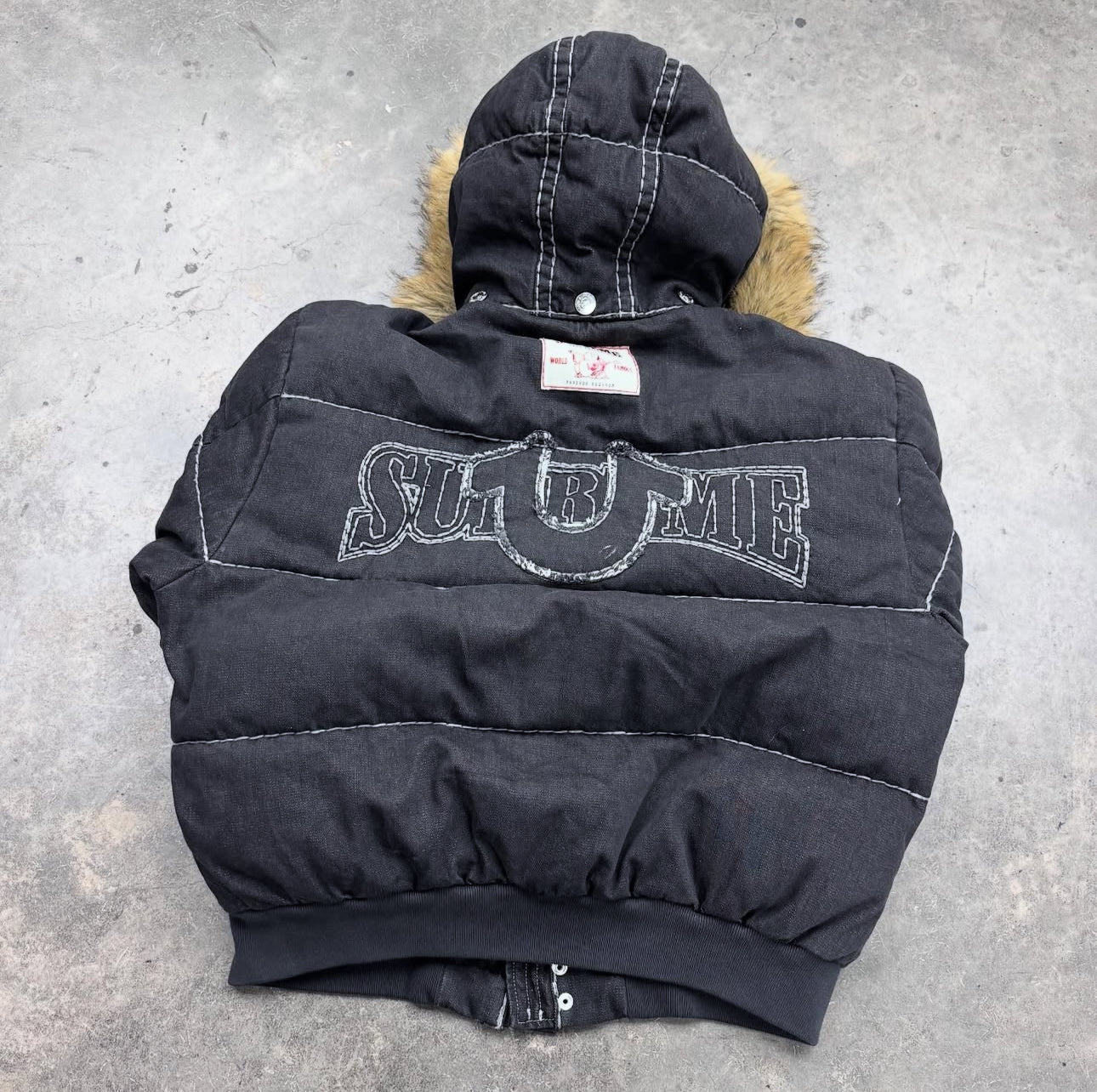 Supreme Black True Religion Puffer Jacket - L