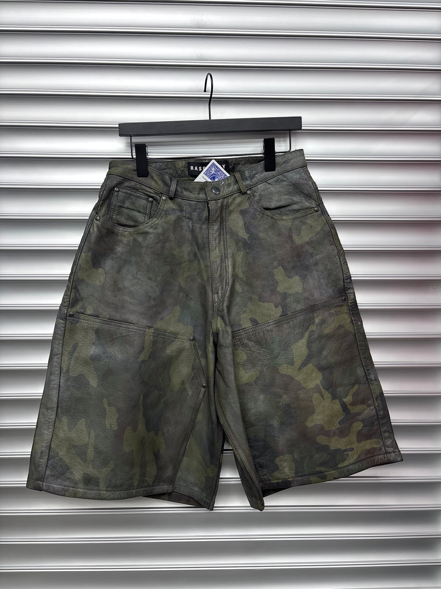 Raspberry Hills Camo Leather Shorts - S