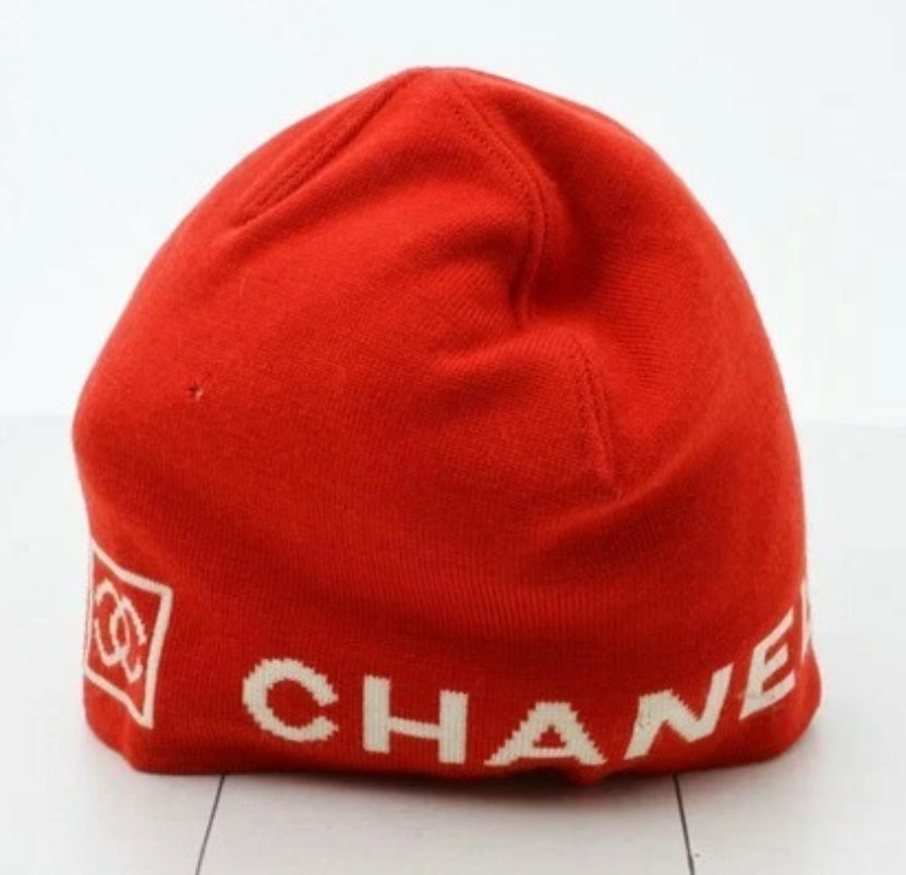 Red Chanel Sport Beanie
