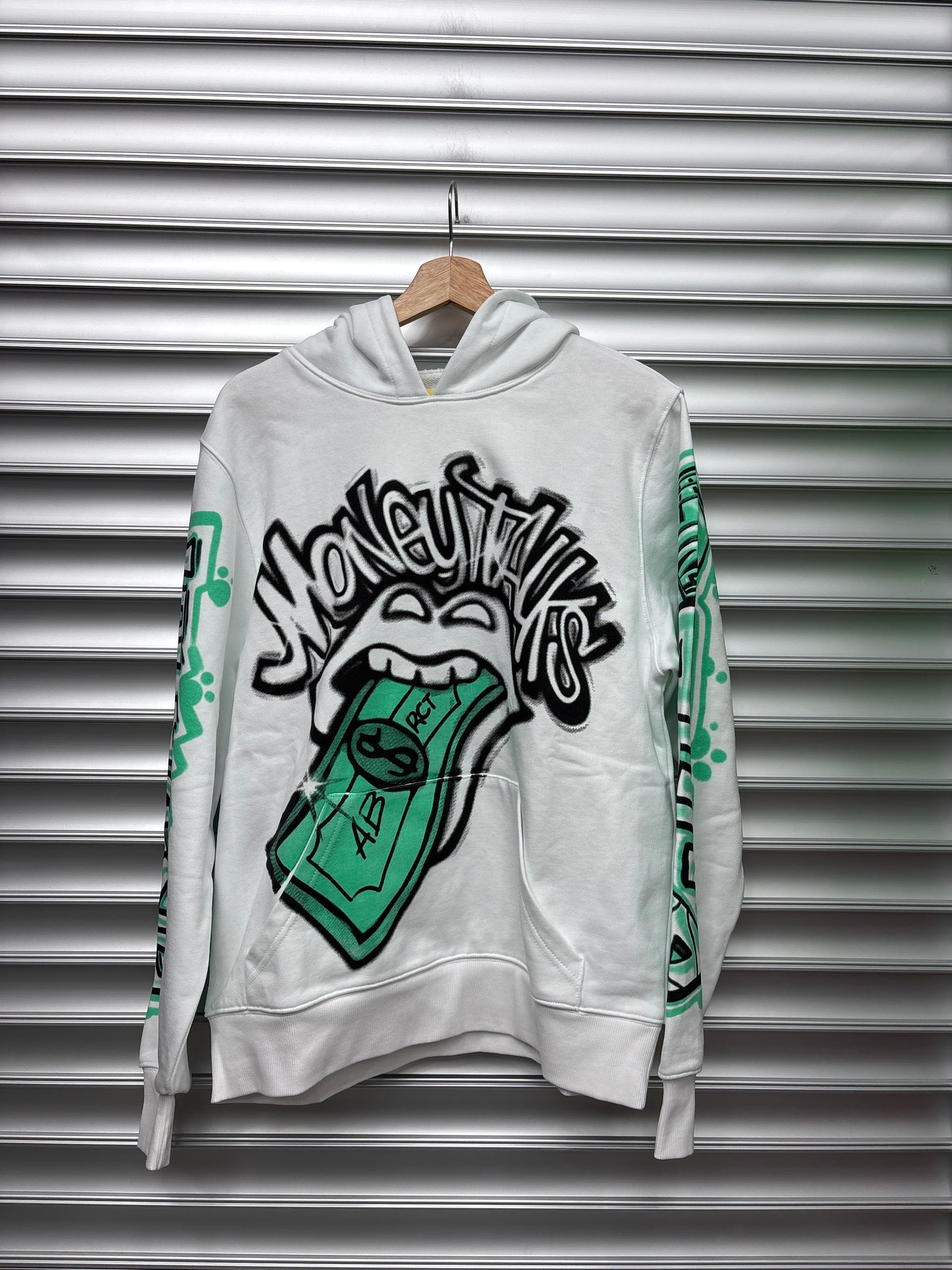 Abstract Money Talks White Hoodie - M