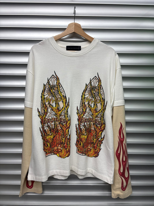 Who Decides War Red Flame Flannel Shirt - M