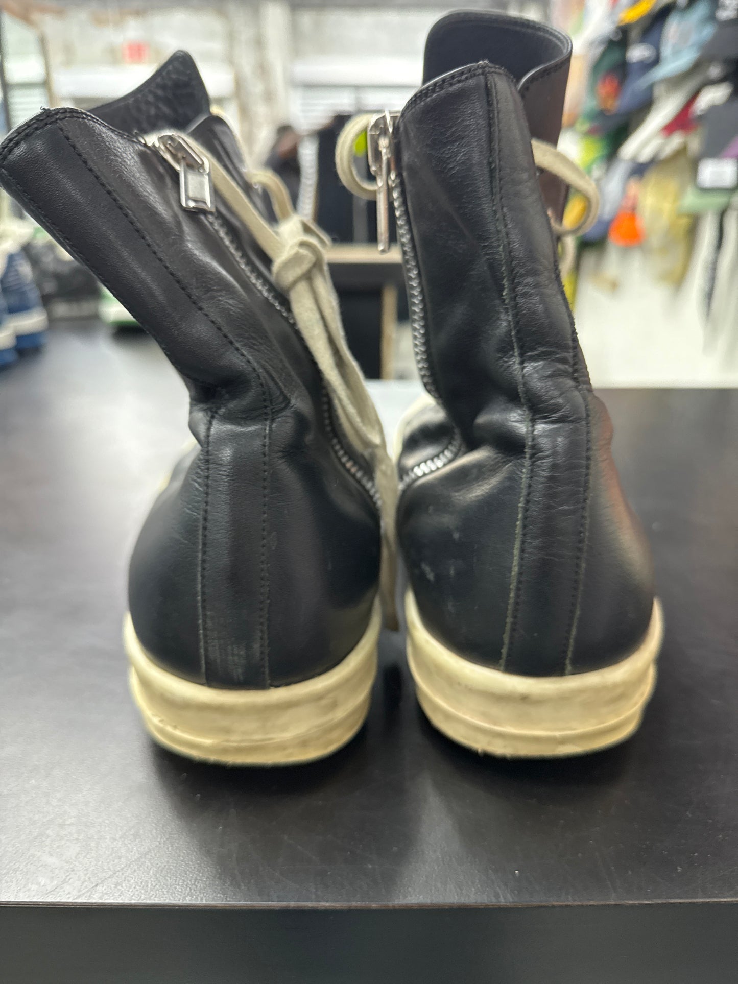 Rick Owen Ramone High Black Leather (U) - 45(12) (NB)