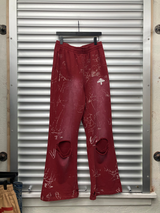 Vertabrar Red Graffiti Sweatpants - L