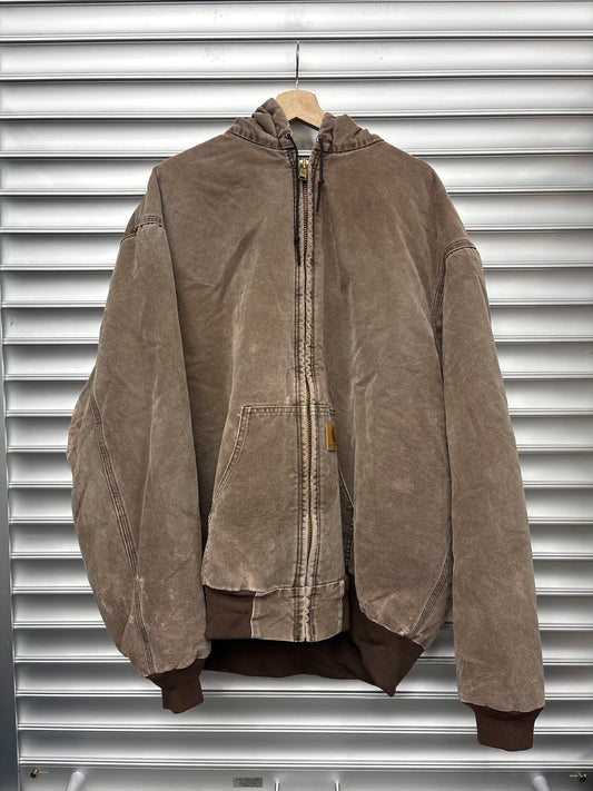 Vintage Brown Carhartt Hooded Jacket - XL**