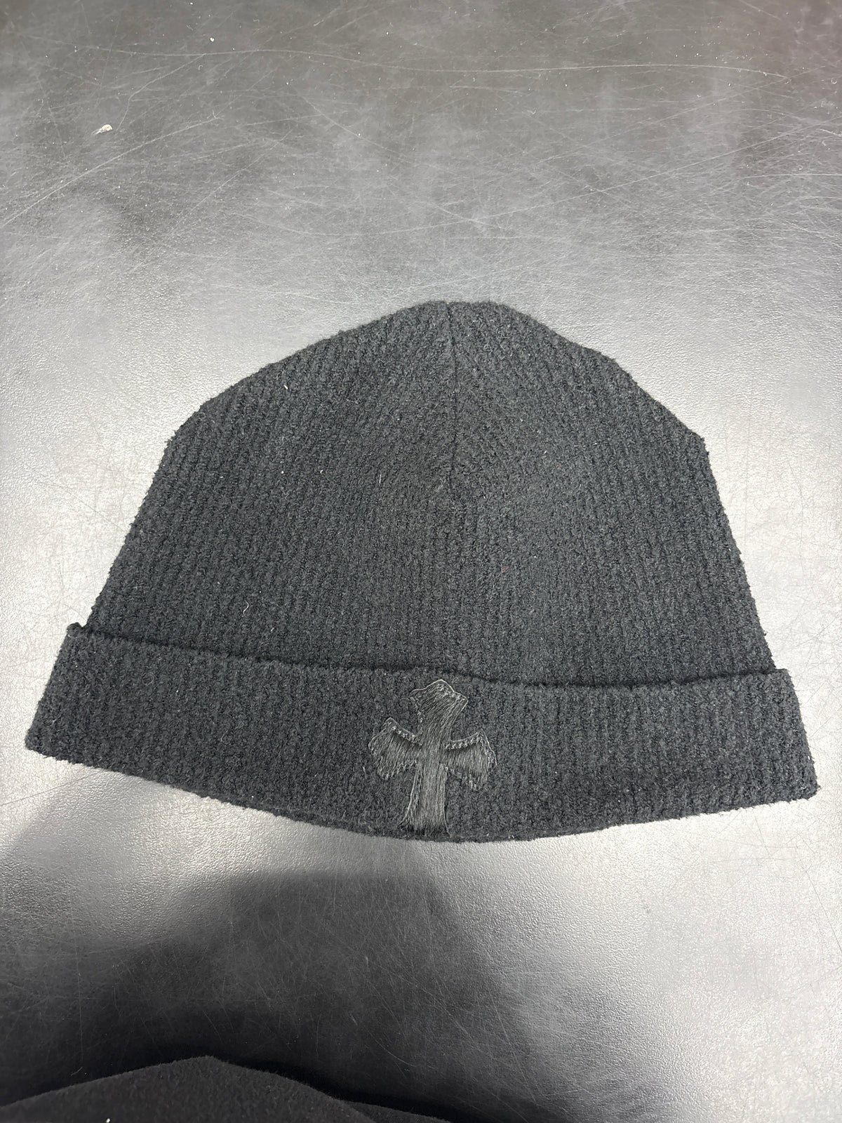 Chrome Hearts Black Cashmere Patch Beanie**