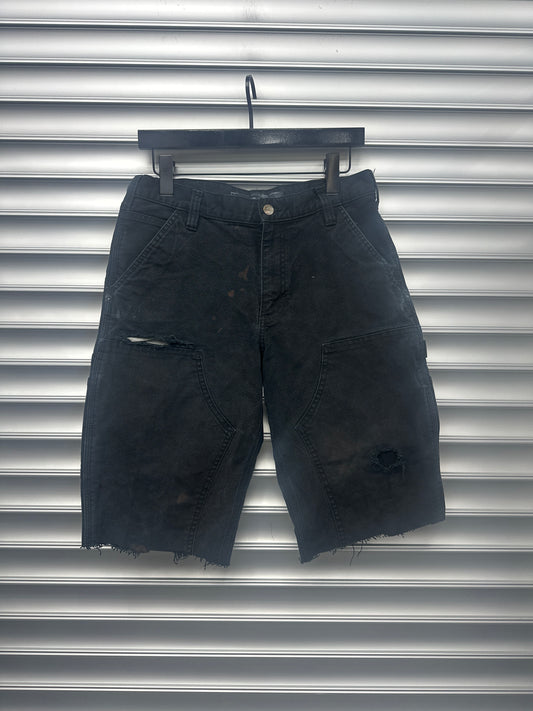 Vintage Carhartt Black Distressed Double Knee Shorts - 32 X 32