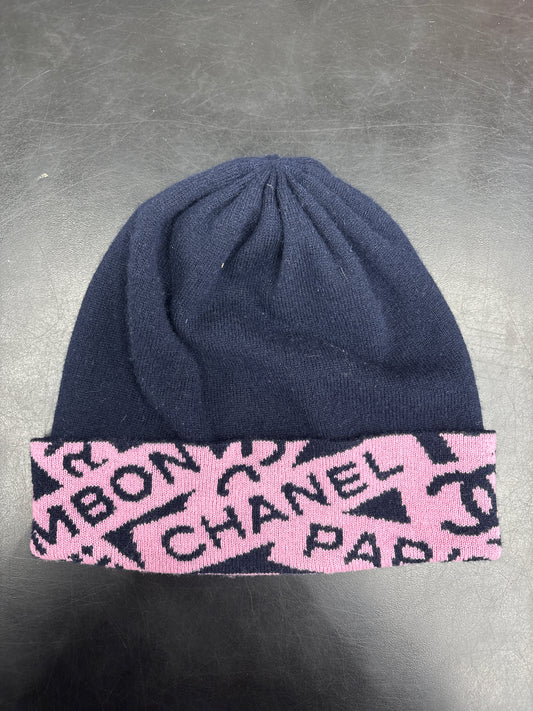 Chanel Pink Navy Beanie**