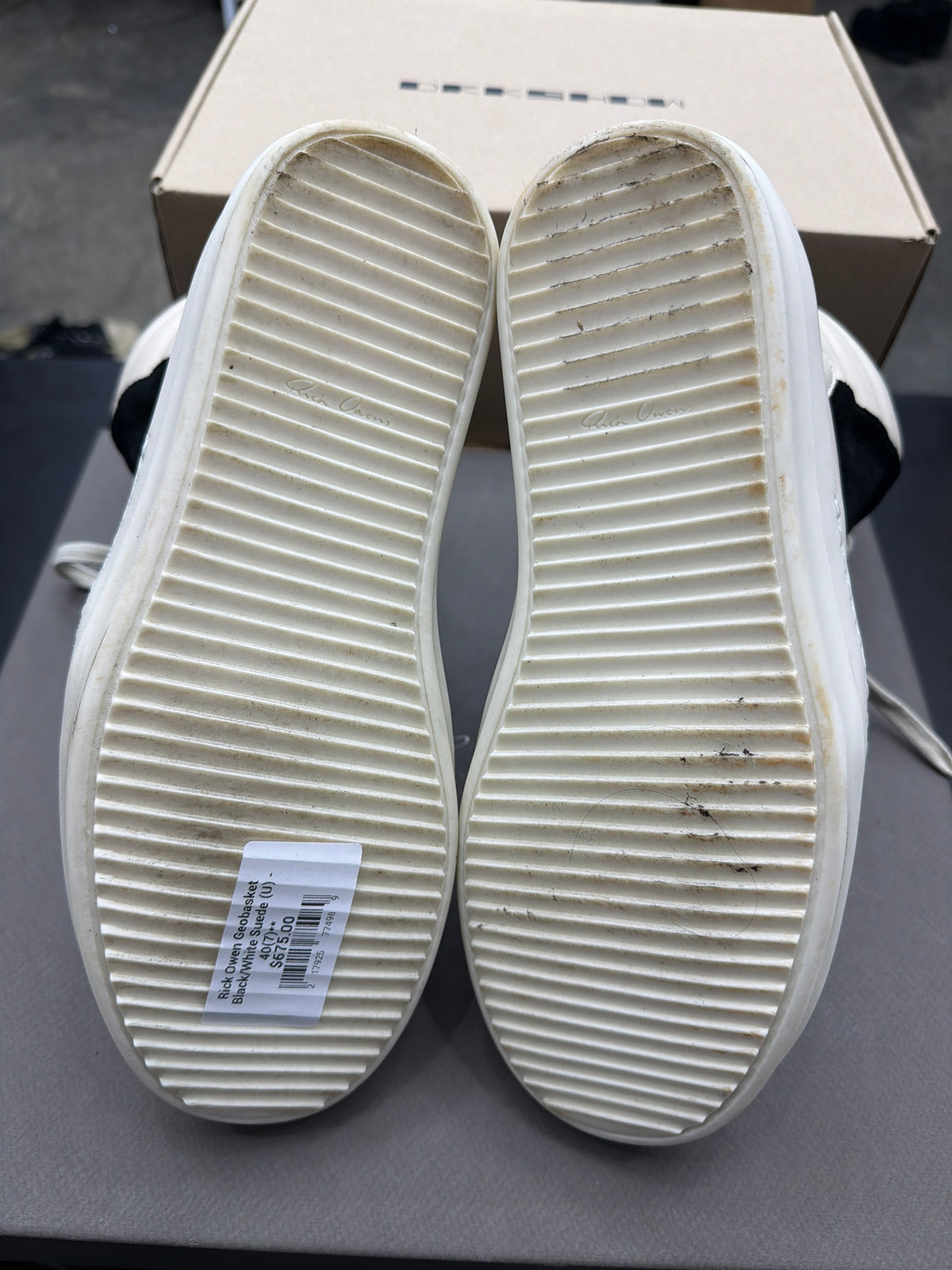 Rick Owen Geobasket Black/White Suede (U) - 40(7)**