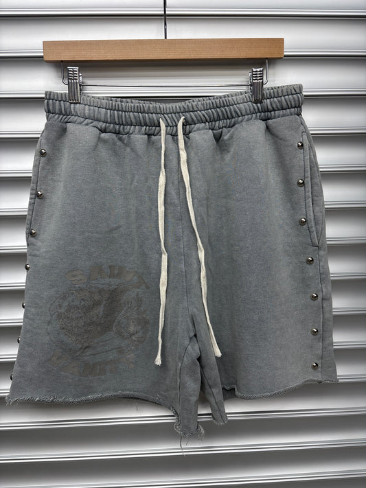 Saint Vanity Grey Logo Shorts - M