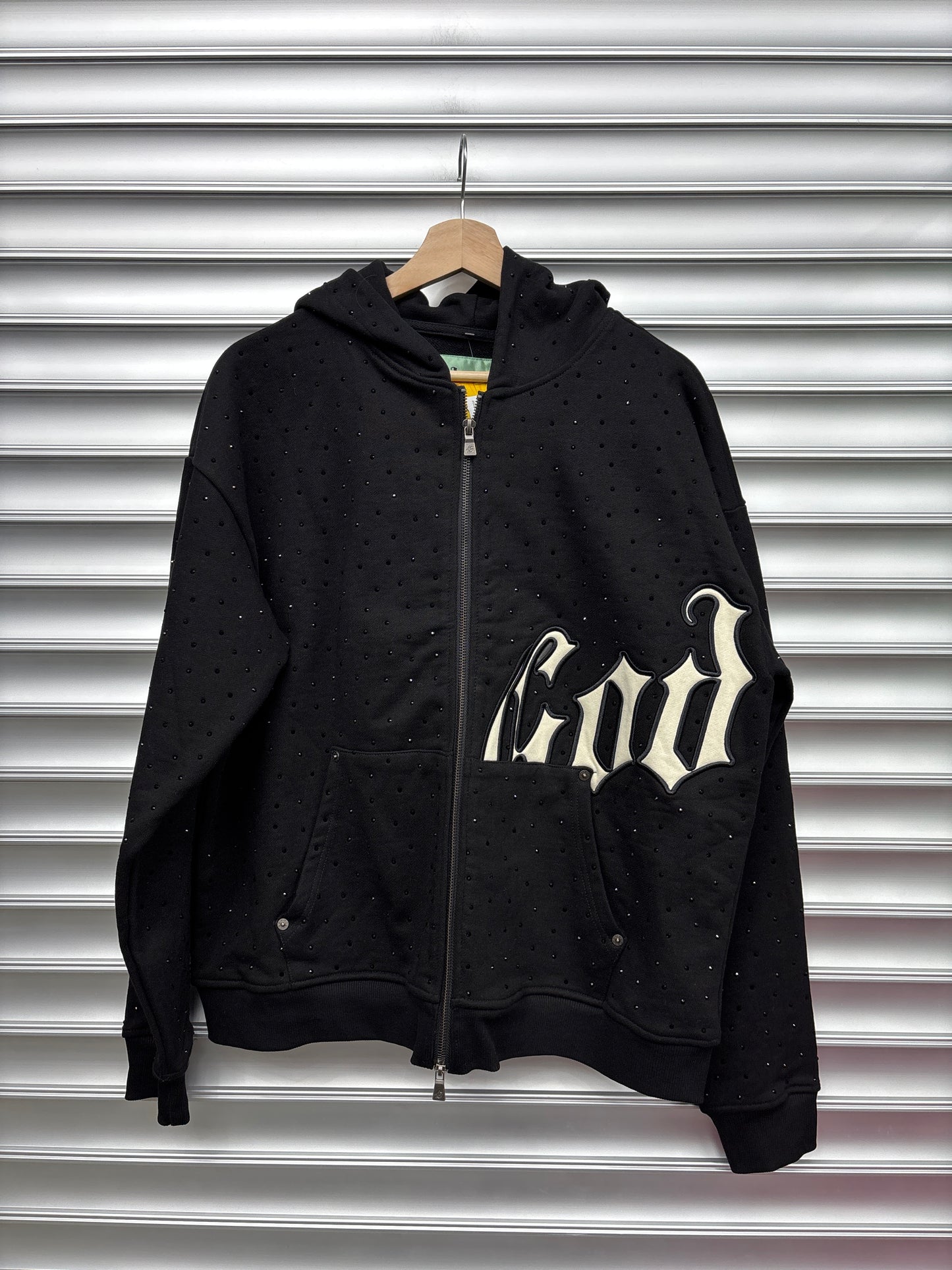 God Speed Black Rhinestone Zip Up - Small
