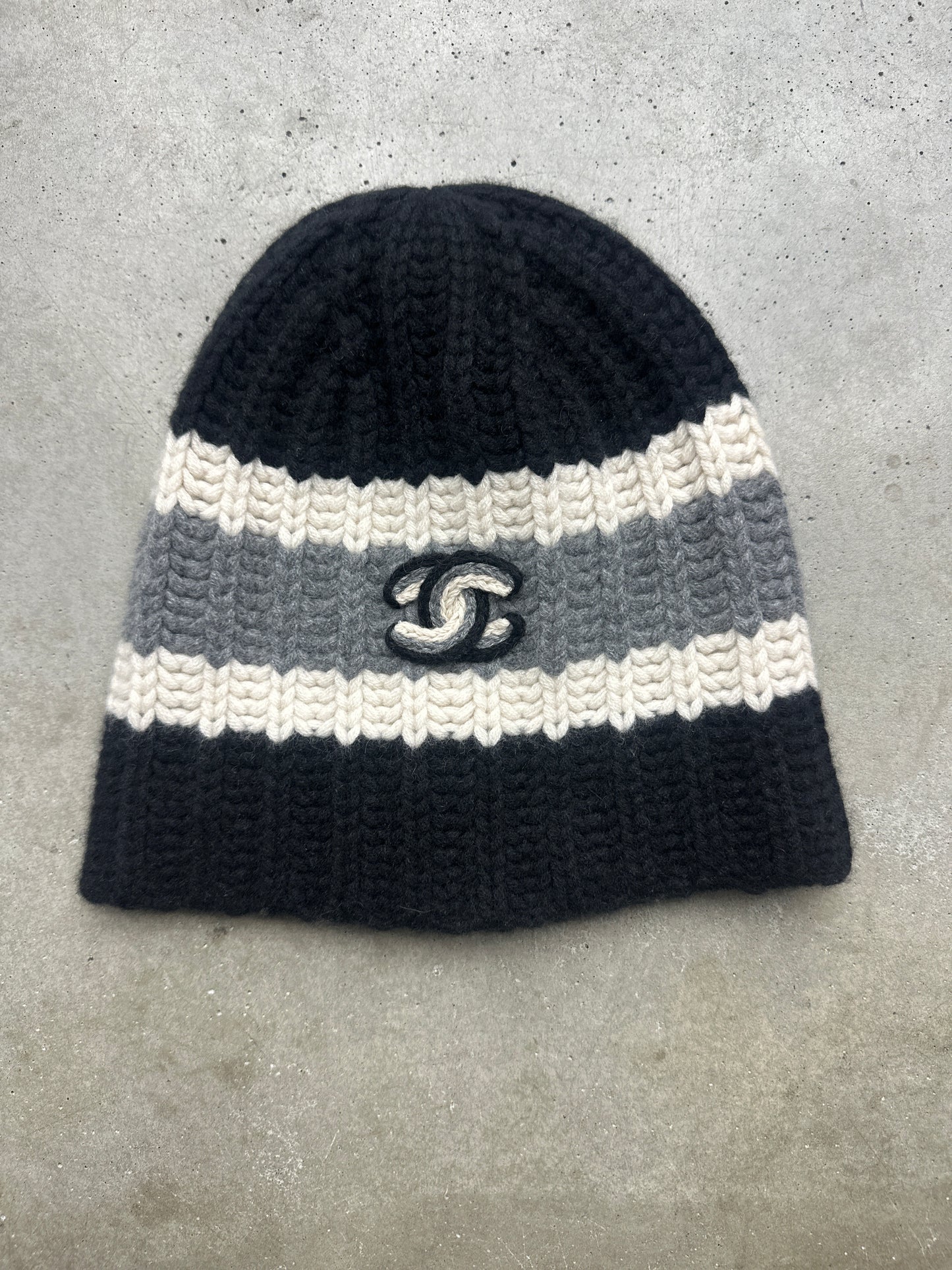 Chanel Striped Knit Beanie