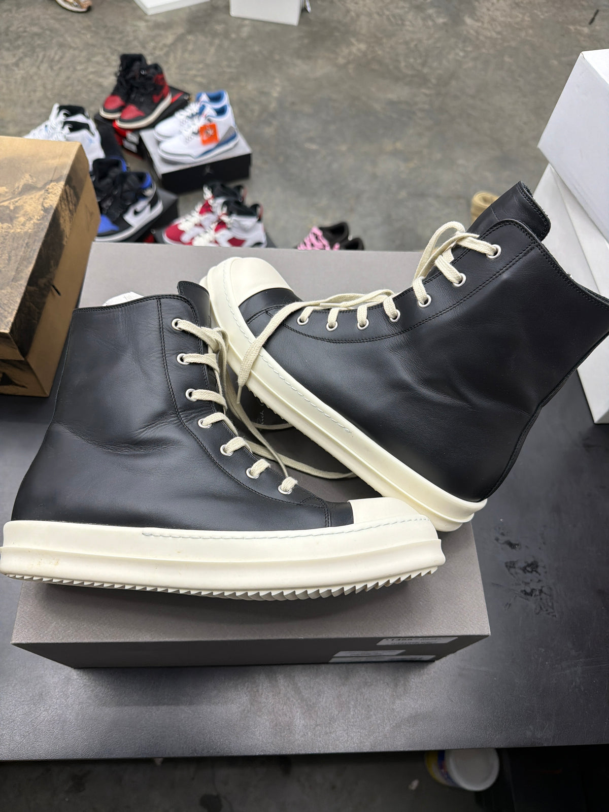 Rick Owen Ramone High Black Leather (U) - 43(10)**