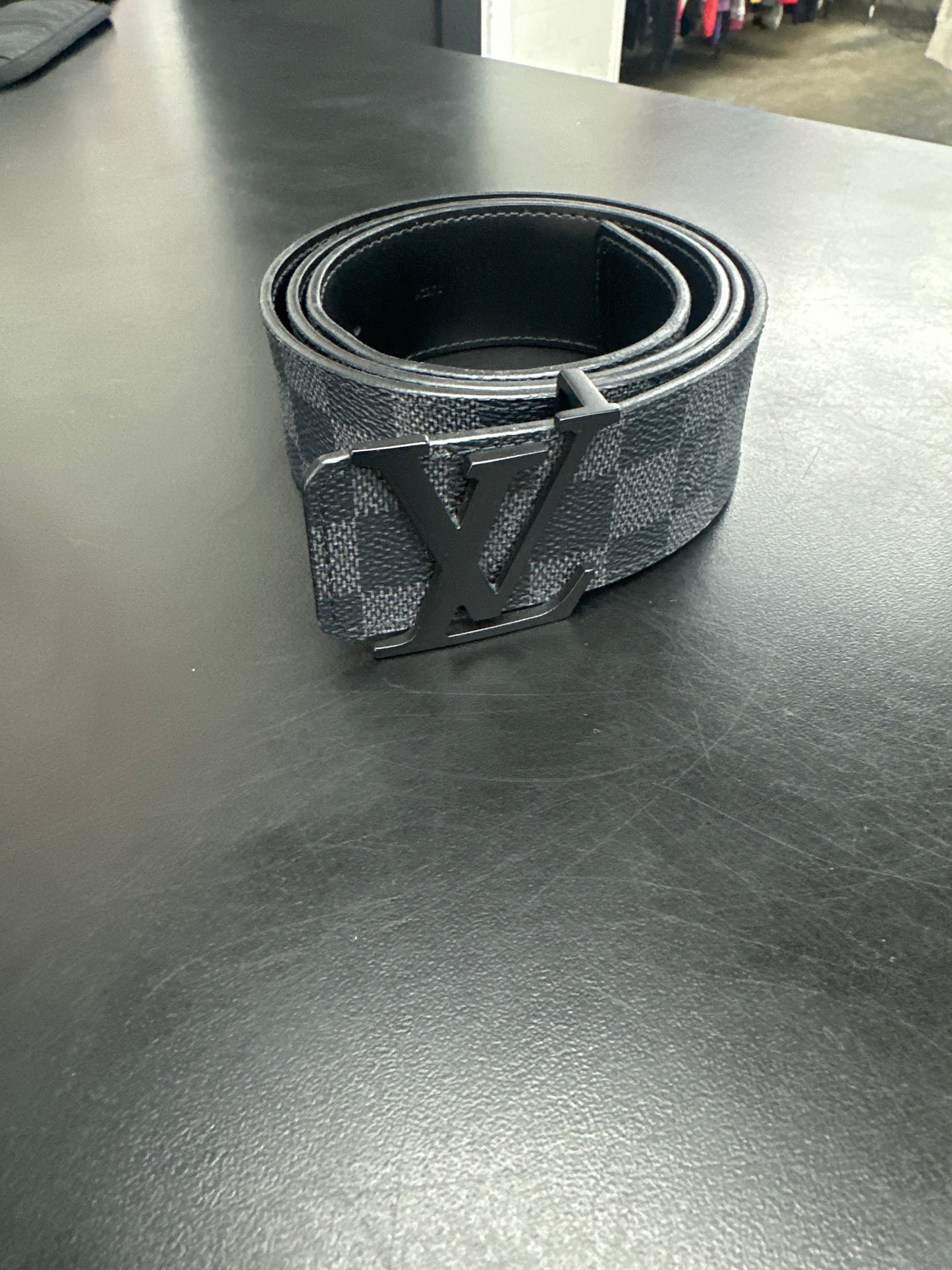 Louis Vuitton Grey Checkerboard Belt - 34