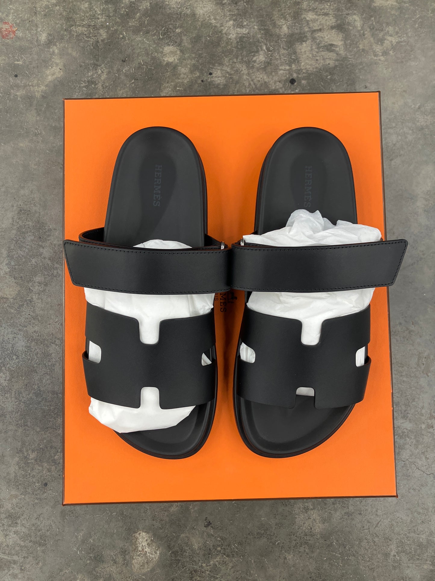 Hermes Black Chrypre Slides - 41
