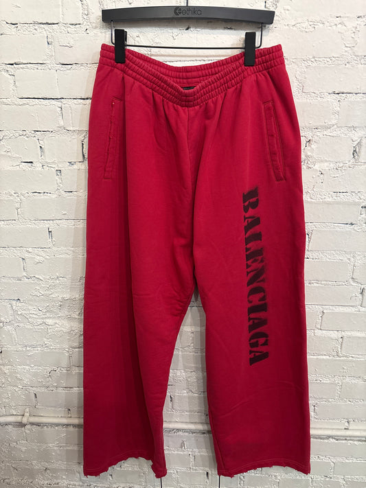 Balenciaga Red Logo Sweatpants - L