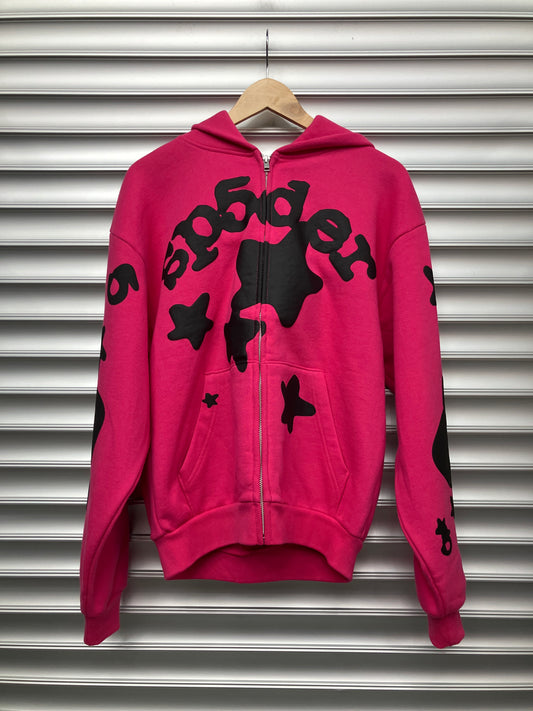 Pink Spider Zip Up Hoodie - S