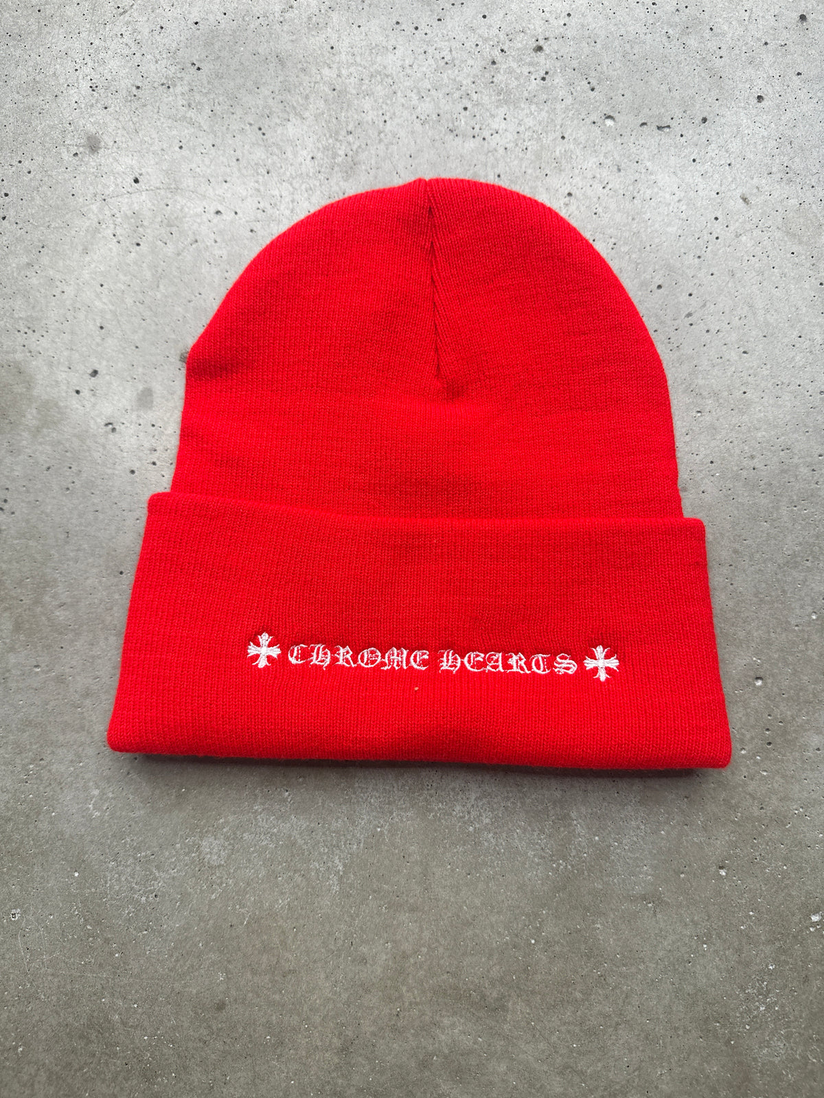 Red Chrome Hearts CH Beanie**