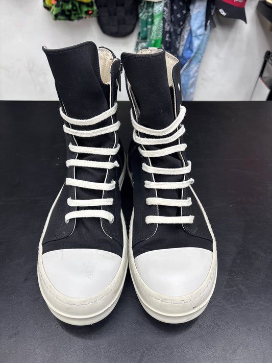 Rick Owen DRKSDHW High Canvas Black (U) - 41(8) (NB)