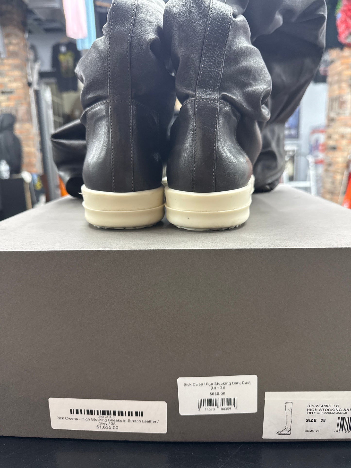 Rick Owen High Stocking Dark Dust (U) - 38
