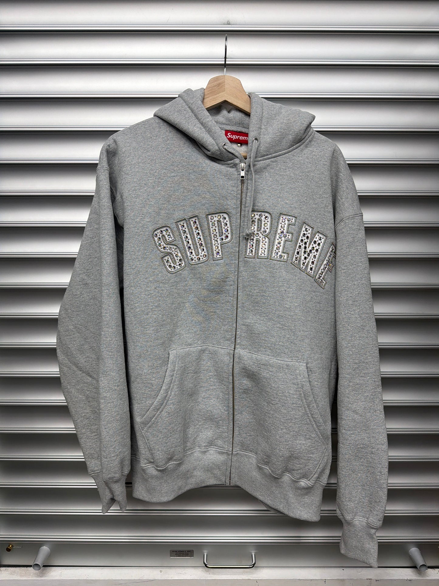 Supreme Rhinestone Grey Zip Up - M