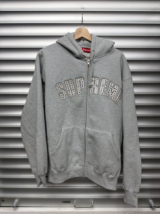 Supreme Rhinestone Grey Zip Up - M