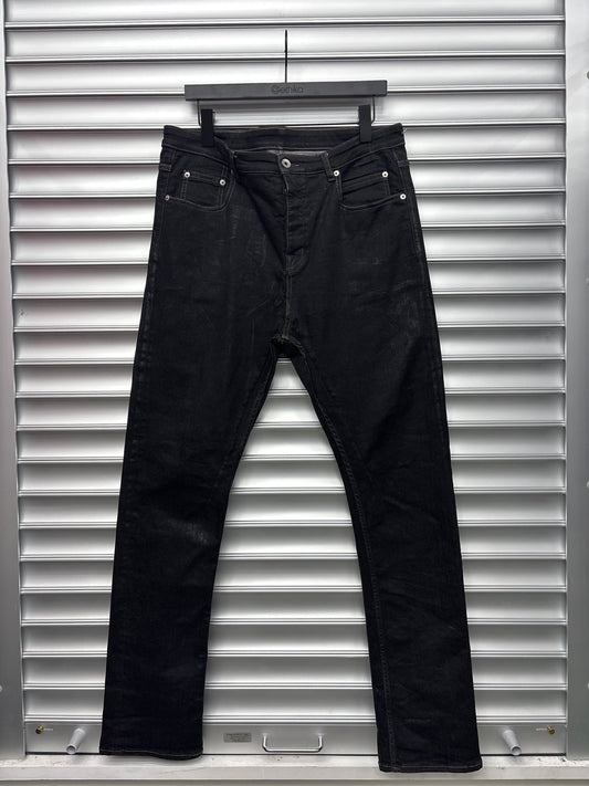 Rick Owens DRKSHDW Waxed Black Denim - 34