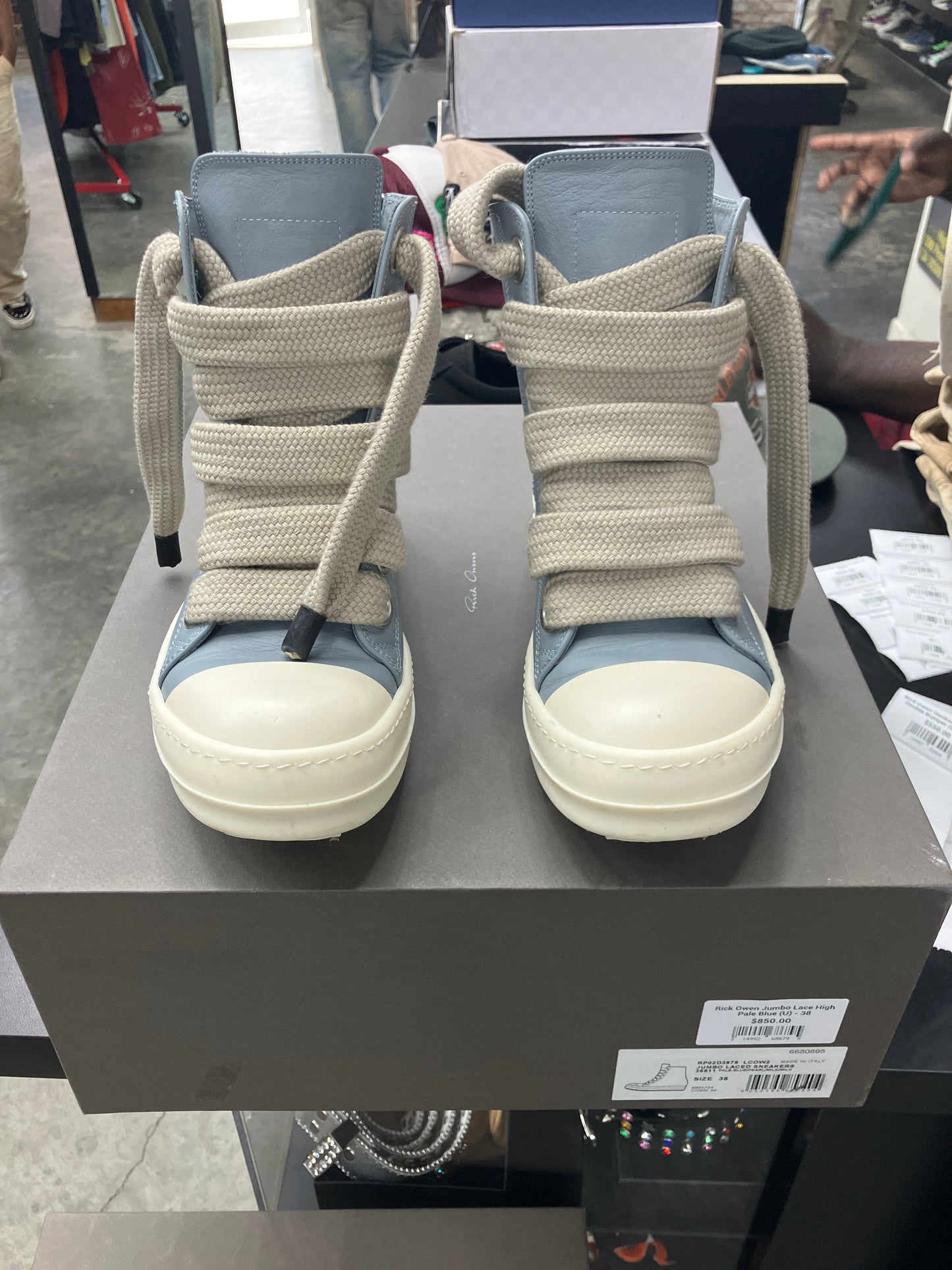 Rick Owen Jumbo Lace High Pale Blue (U) - 38