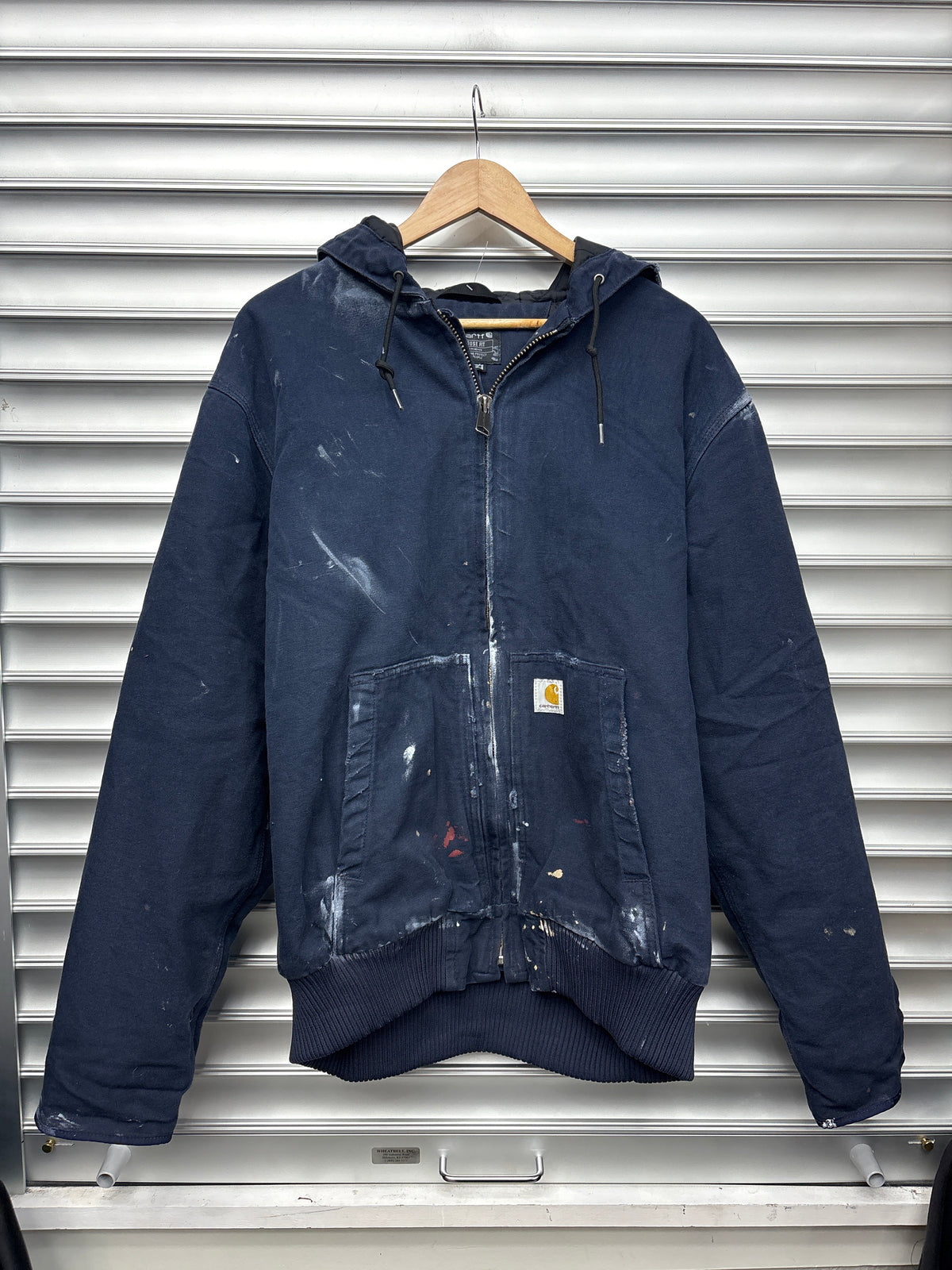 Vintage Carhartt White Navy Hooded Jacket - L**