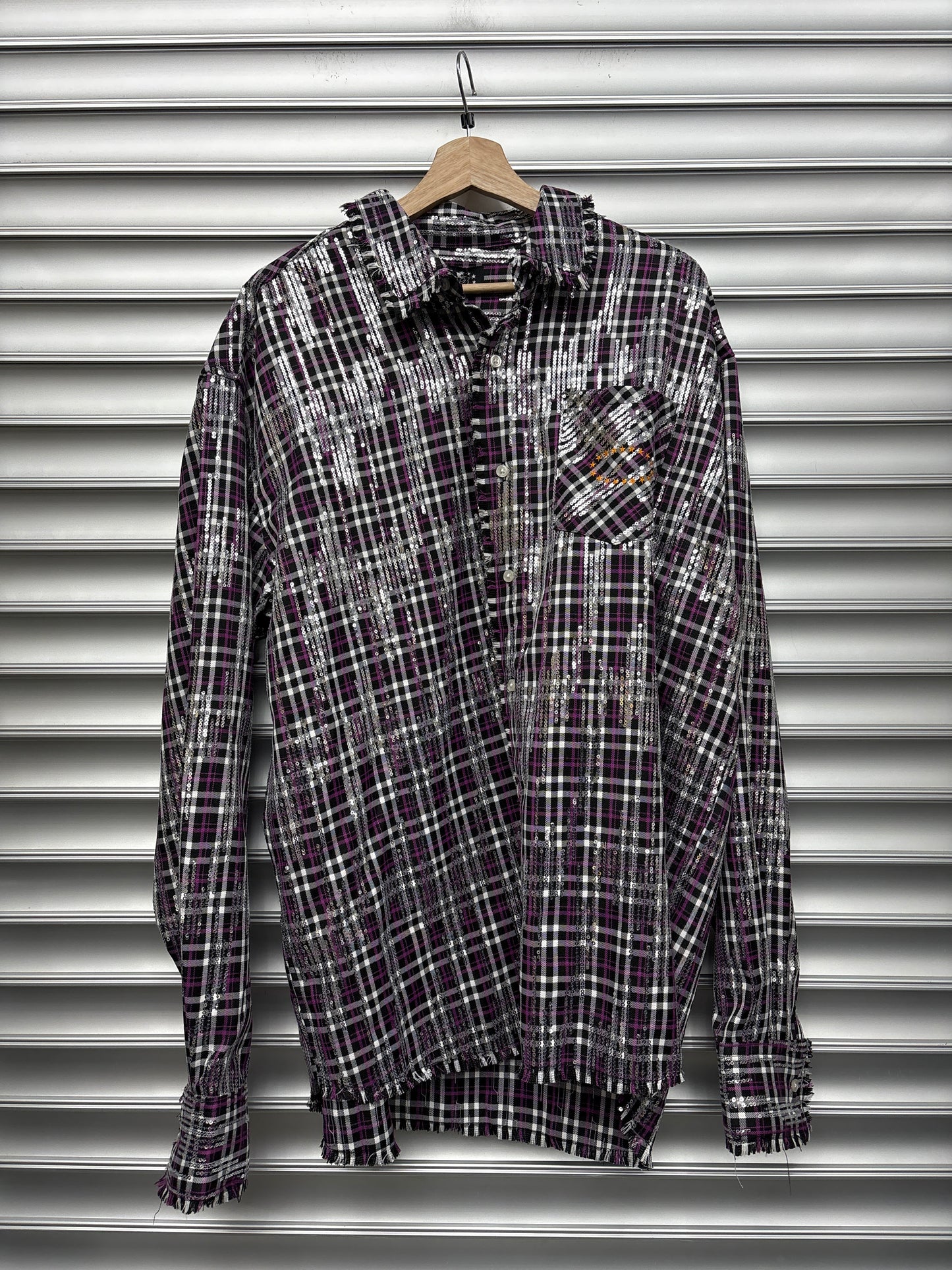 AFB Sequin Purple Button Down - XL**