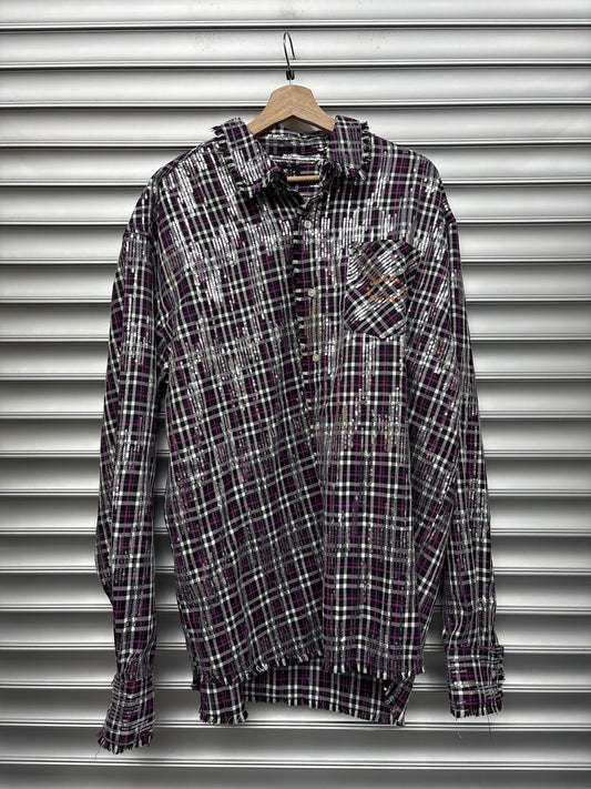 AFB Sequin Purple Button Down - XL**