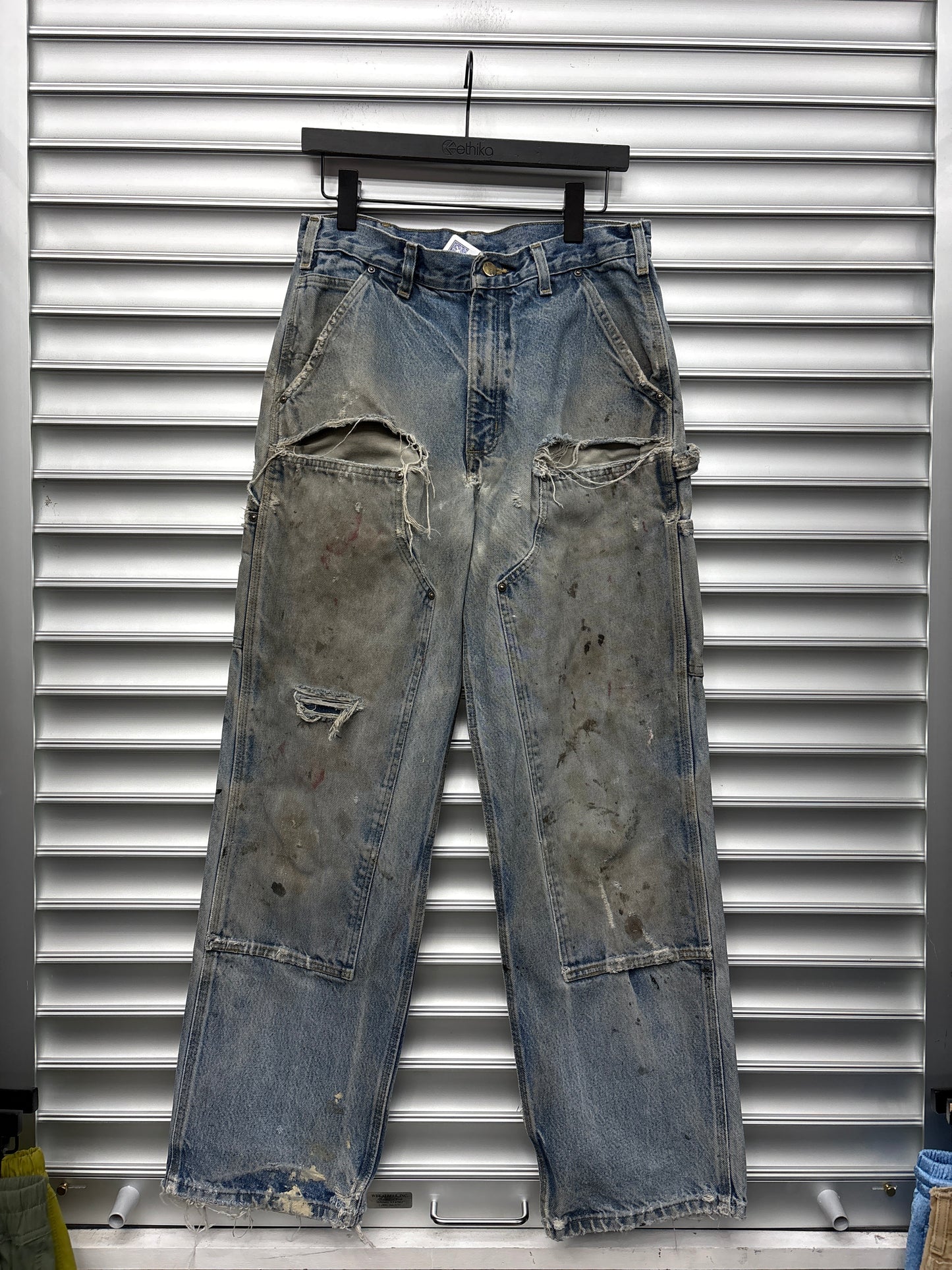 Vintagr Blue Distressed Double Knees - 30
