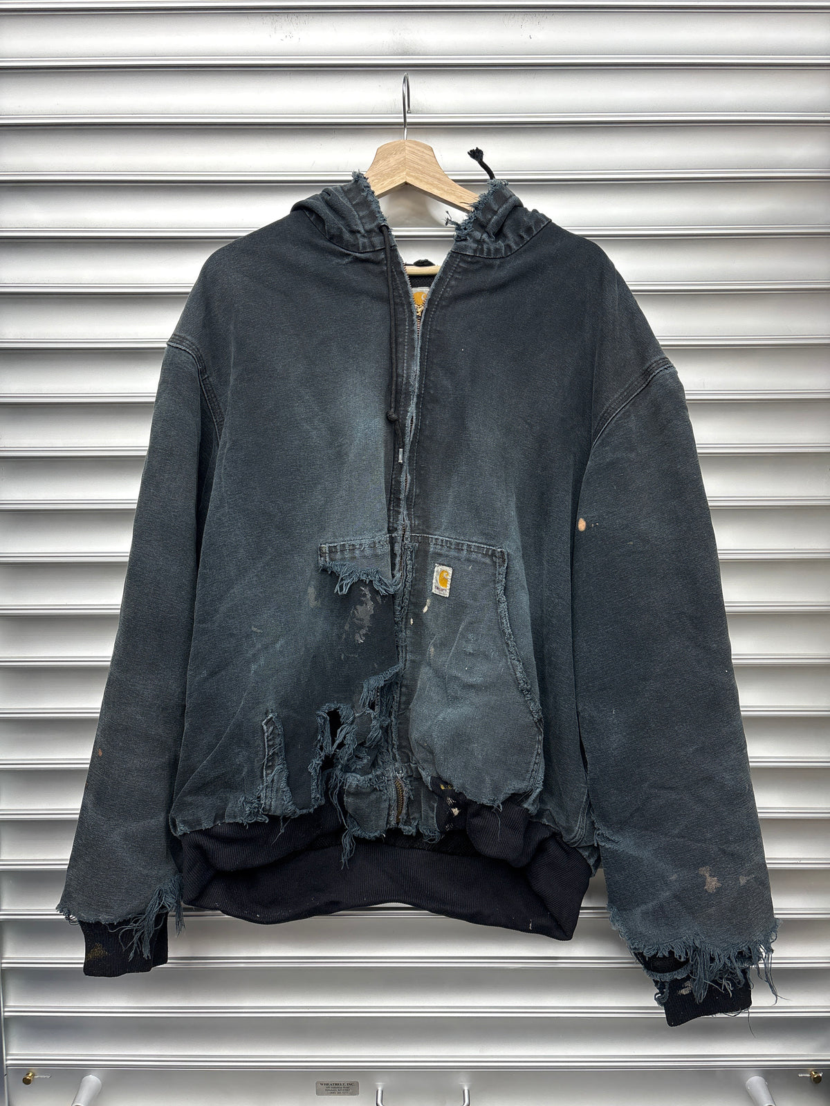Vintage Black Caarhartt Hooded Jacket - XXL**