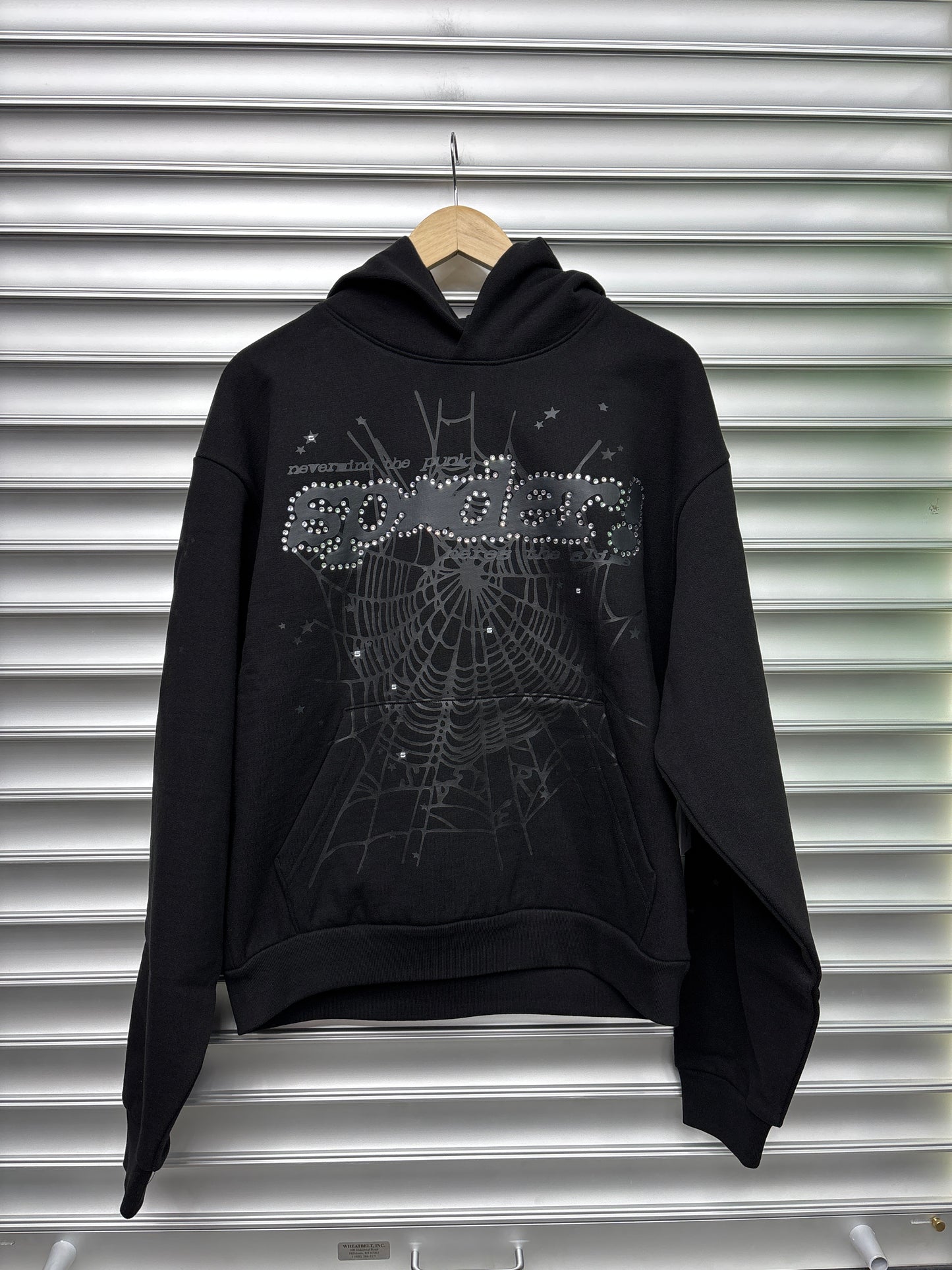 Spider Black Rhinestone Hoodie - M